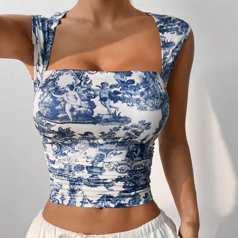 EZwear Printed Knitted Sleeveless Tight Fit Women's Tank Top